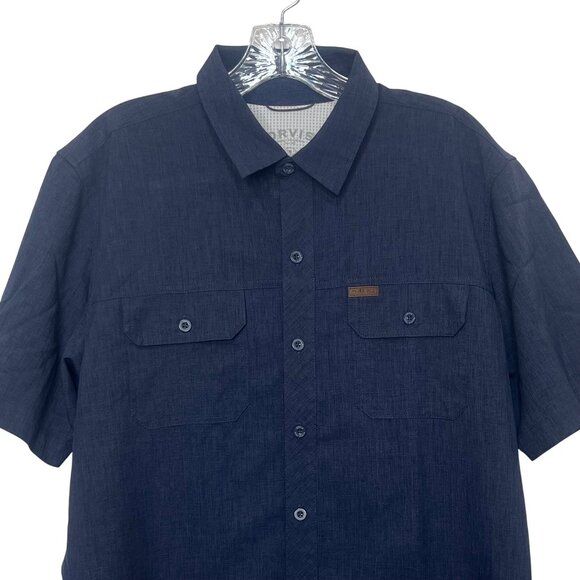 Orvis Mens Short Sleeve Button Down Shirt Navy Blue Size Medium - Picture 4 of 8